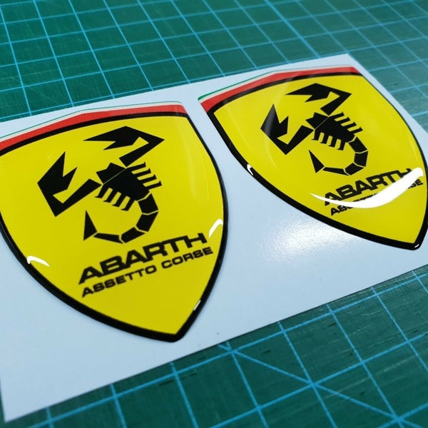 x2 Fiat 500-595-695 Abarth Assetto Corse Badge aile Decals - Stickers 80mm hauteur