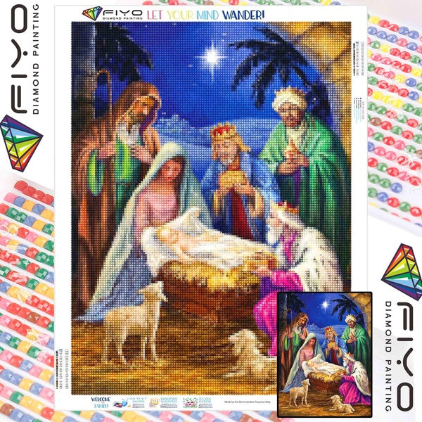 FIYO Newborn Diamond Painting Kits For Adults DIY 5D Diamond Mosaic Diamond Painting Home and Kitchen Fashion Canvas Pictures Wall Decoration Gifts A