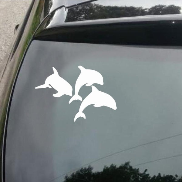 Dolphins Jump Out Of The Water Vinyl Car Sticker Creative Cartoon Animal Car Decal