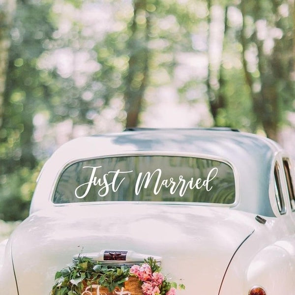 Just Married Car Sticker Wedding Decorations Rustic Wedding Decor Vinyl Decals