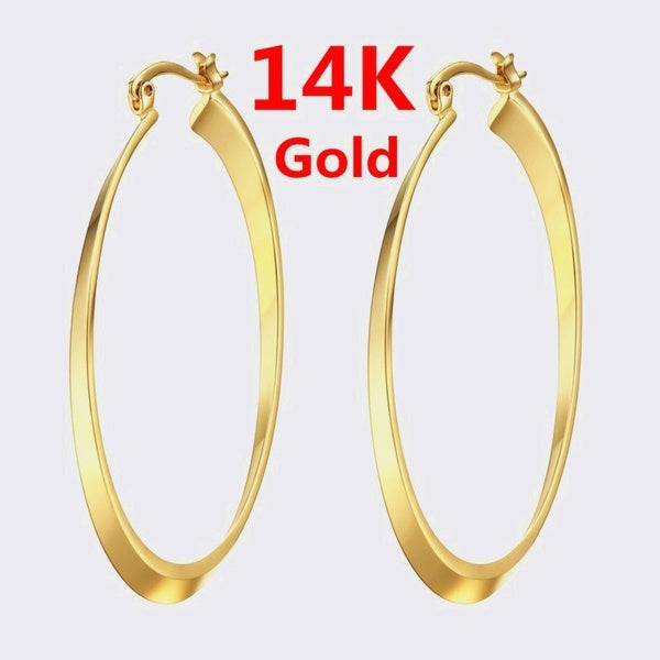 Boucles d'oreilles pendantes en or jaune massif 14K pour femmes