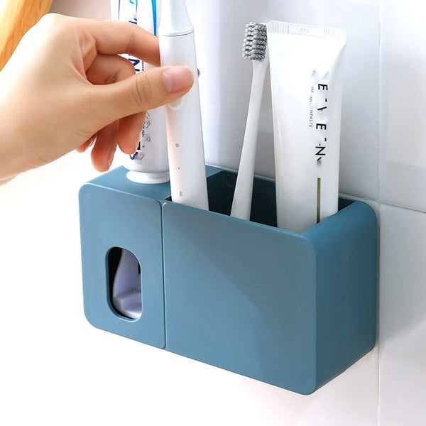 Porte-brosse à dents polyvalent pour dentifrice avec distributeur automatique de dentifrice Squeeze Gadgets Organisateur de salle de bain Ensemble d'