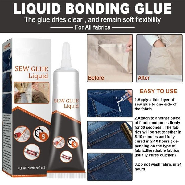 Multi-Purpose Crafting Fabric Sew Glue Sew Liquid Glue Bonding Glue Repair for Leather Denim Cloth Textile Home DIY Tool 1-2pcs