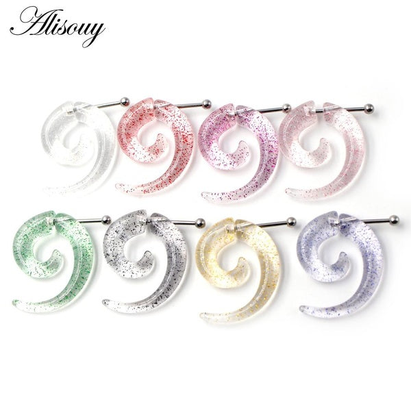 Alisouy Lot de 2 écarteurs d'oreille en acrylique transparent, faux, en spirale, écarteur, jauge, tunnel, boucle d'oreille, piercing, bijoux pour le