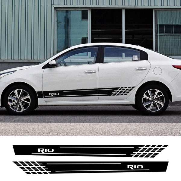 2PCS Car Decor Decals For Kia Rio 3 4 K2 K3 X-Line Auto Door Side Skirt Stripes Stickers Reflective Auto Vinyl Films Accessories