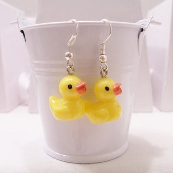 Unique Yellow Plastic Ducky Earrings - Mini Rubber Ducky Earrings - Ducky Jewelry - Yellow Duck Earrings - Ducky Themed Charms - Mini Ducky Charms