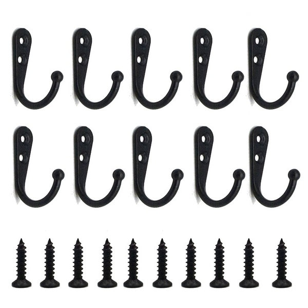 5Pcs - 10Pcs Wall Hooks with Screws Alloy Hanging Single Hook Bathroom Coat Clothes Hanger Two Colors Available Home Accessories