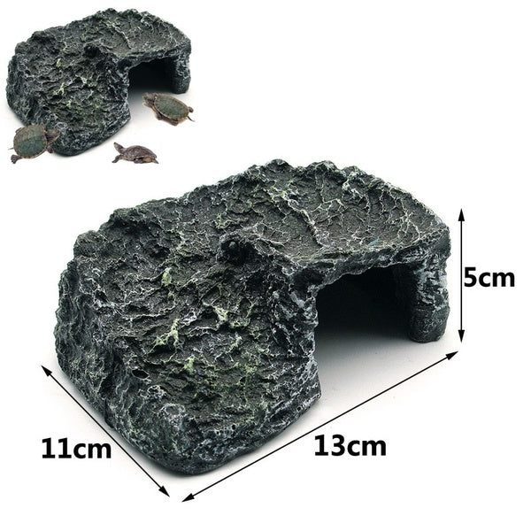 Reptile Resin Hides Cave Turtles Rock Hideout House Pet Cachette Habitat Terrariums Aménagement Paysager pour Lézard Serpents Tortues Fro