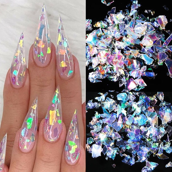 Fantasy Colored Nail Art Irregular Candy Paper Nail Art Aurora Fragment Nail Sequin Shiny Shell Paper Sequin 5g-bag
