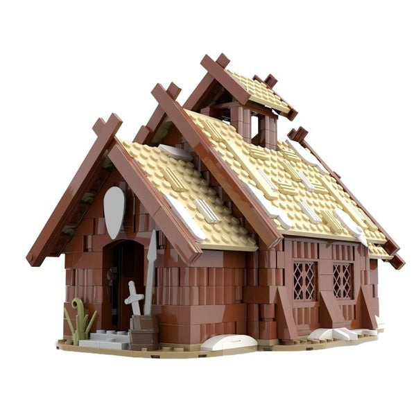 Medieval Viking Village Mead Hall Building Block Kit Architecture Brick Model Toy Kid Gift