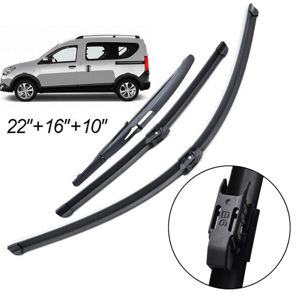3Pcs-set Front Rear Windscreen Wiper Blades Set For Dacia Renault Dokker 2020 2019 2018 2017 2016 22"16"10"