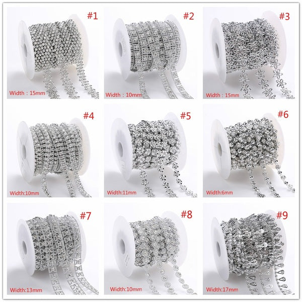 1 yards Silver Color ABS Pearl Crystal Rhinestone Chain Sewing Banding Trim Wedding Party Jewelry Handwork