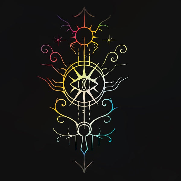 2PCS Set 8.6'' 22cm Pinstriping Sigil of the Open Way Magic Sigil（No Background ) Reflective Motorcycle and Car Bike Stickers Laser Colorful Vinyl De