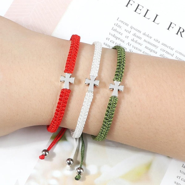 Fashion Cross Bracelet Handmade Braided Red Black Blue Rope Lucky Bracelets For Women Men Friendship Charms Jewelry