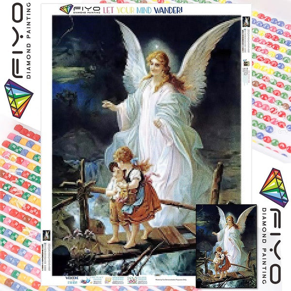 FIYO DIY 5D Angel Diamond Painting Full Drill with Number Kits Home and Kitchen Fashion Mosaic Diamond Painting Canvas Wall Decoration Gift Crafts fo
