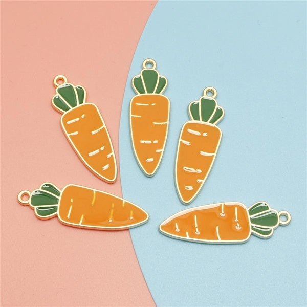 20pcs Enamel Carrot Charms for Earrings Pendants Bracelets Making Trendy Vegetables Charms DIY Jewelry Accessories