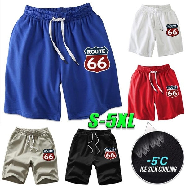 New Men's Summer Running Sports Fitness Quick-drying Shorts Mesh Cool Beachwear Shorts Casual Men's Straight-leg Drawstring Short Pants with Pockets