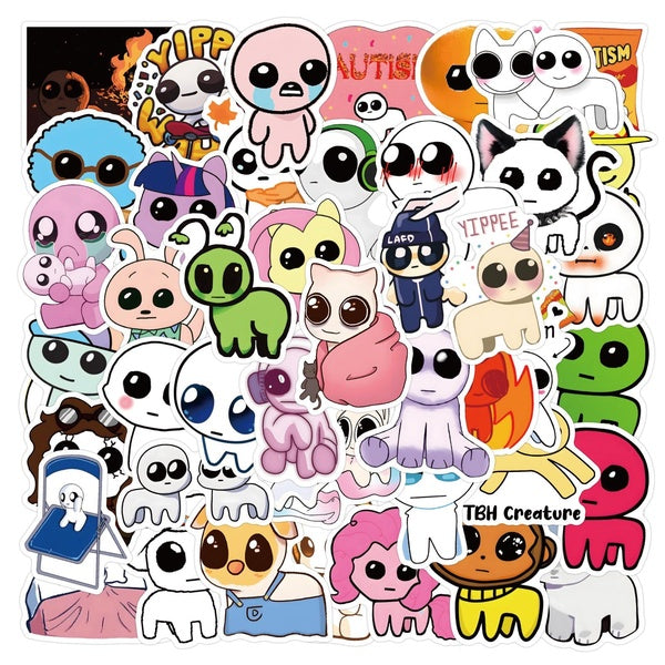 50PCS Cartoon TBH Autism Creature Yippies Graffiti Stickers DIY Decoration for Cars, Laptops, Motorcycles, Bicycles, Skateboards, Guitar Bottles, Vin