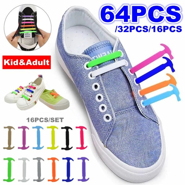 64-32-16 pièces lacets en silicone élastiques sans cravate lacets de chaussures enfants adulte mode marteau Type course baskets lacet paresseux chaus