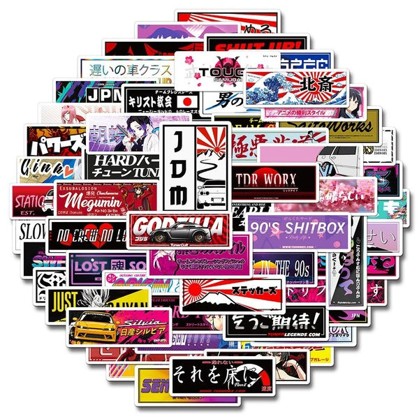 10-25-66-PCS Japan JDM Racing Car Anime graffiti Stickers for DIY Luggage Laptop Skateboard Motorcycle Bicycle Sticker