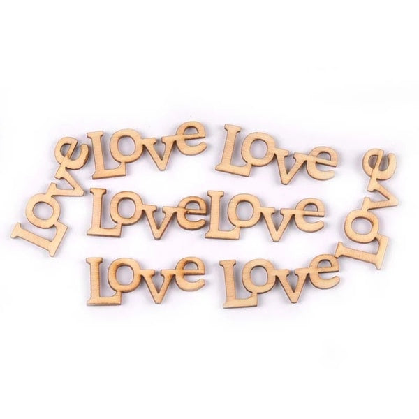 50pcs "Love" Letter Wood Slices DIY Crafts Scrapbooking Handmade Embellishments Wooden Ornaments Home Decor Arts m2256