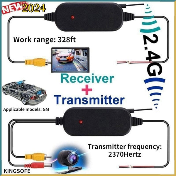KINGSOFE 2024 new HD 2.4G 2370 Hertz Wireless Video Transmitter and Receiver for Car DVD Monitor WIFI Reverse Rear Backup View CameraCar Rear View Ca