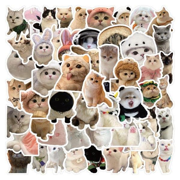10-60pcs Kawaii Cats Stickers Cute Kitten Cartoon Decals For Kids DIY Laptop Scrapbook Stationery Fridge Funny Sticker