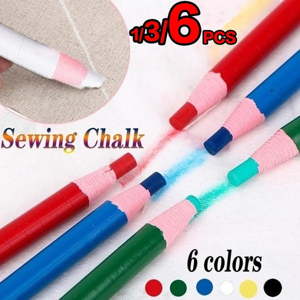1-3-6 Pcs Cut-free Fabric Pencils Cloth Chalk Marker Pen Chalk Tailor Sewing Tools Sewing Pencils Garment Accessories Sewing Home Supplies 6 Colors