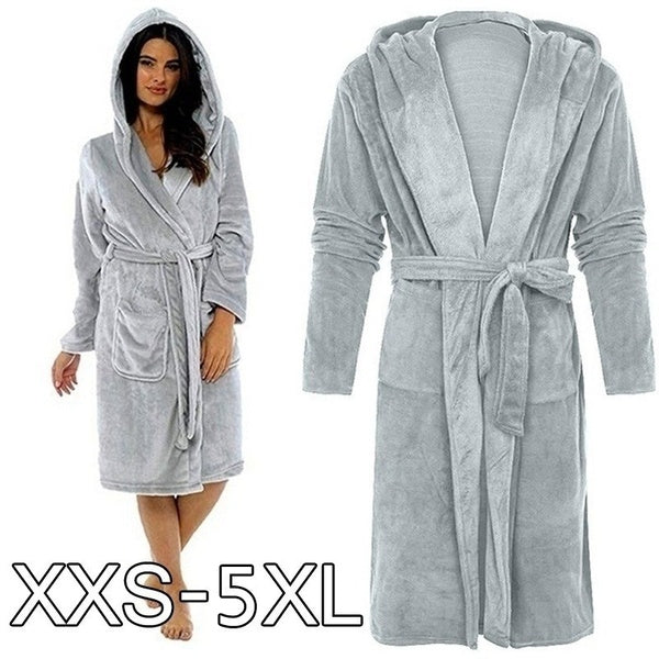 XXS-5XL Woman Long Robe Thick Warm Robes Fleece Sleepwear BathRobe Felmale Hotel Spa Plush Bath Robe Nightgown for Winter