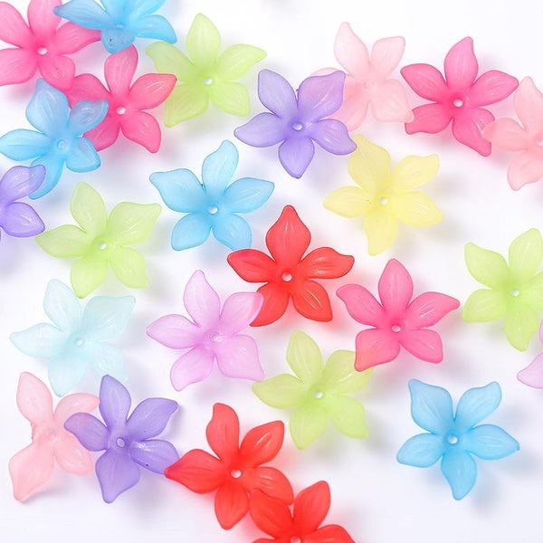 15pcs 24mm Flower Torus Shape Acrylic Beads Caps Jewelry Findings Charms Spacer Beads For Jewelry Making