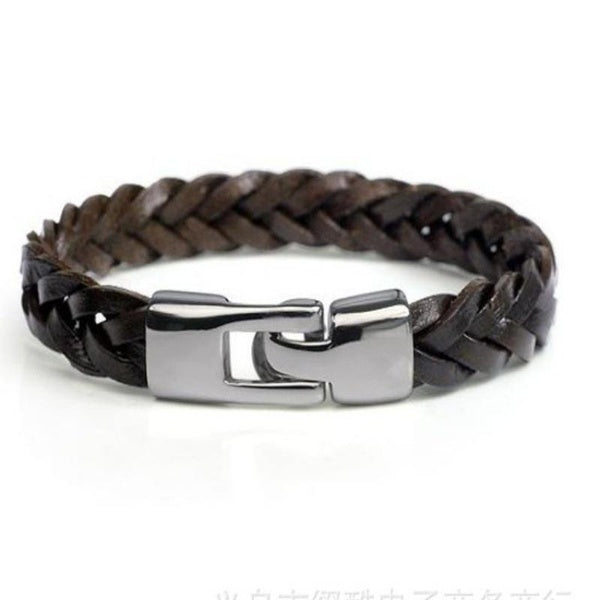 Bracelet en cuir pour homme Vintage Bracelet en cuir tissé à la main Party Punk Jewelry