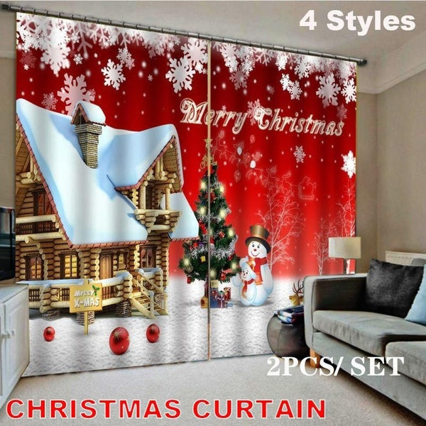 2pcs Christmas Curtain Window Living Room Curtains Door Curtain Santa Claus Curtain Curtain Hanging Decoration Home Decoration
