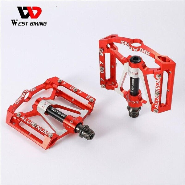 WEST BIKING 3 roulements scellés 9-16 "pédales de vélo vélo pédales plates rouge