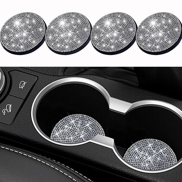 Bling Rhinestone Car Cup Holder Coasters, Anti-slip Cup Holder Insert, Universal Cup Holders Coaster Bling Crystal Cute Car Accessories Interiors for