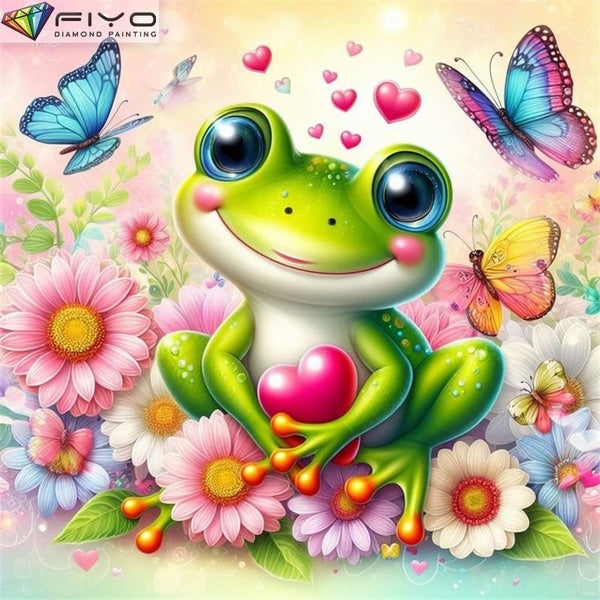 FIYO Frog Butterfly DIY 5D Diamond Painting Full Drill with Number Kits Home and Kitchen Fashion Mosaic Diamond Painting Canvas Wall Decoration Gift