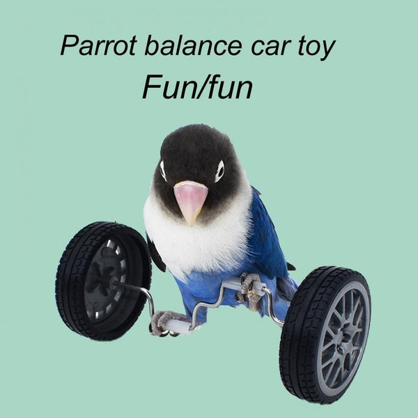 Bird Toys Bicycle Parrot Balance Toy Mini Double Row Roller Skates Pet Small Bird Training Toy Rotary Wheels Bird Bicycle