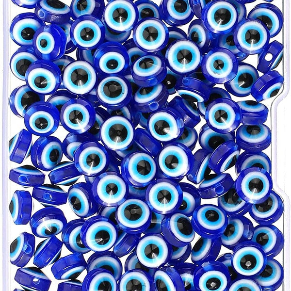 150 Pièces Perles Mauvais Œil Mauvais Œil Perles en Résine Faite à la Main Charmes Ronds Perles Entretoises Mauvais Œil Perles Turques Faites à la Ma