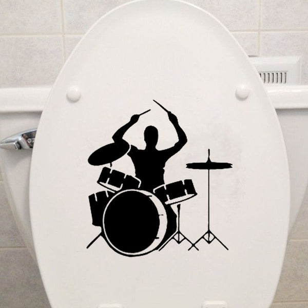 19*20.6cm Bass Drum Sound Music Band Vinyl Toilet Stickers Decor Wall Decals