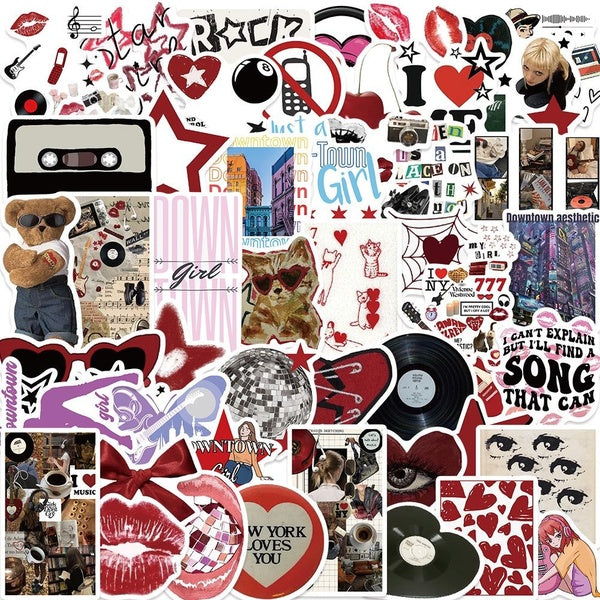 10-50Pcs Downtown Y2K Girls Stickers Graffiti Stickers for DIY Luggage Laptop Skateboard Motorcycle Bicycle Stickers
