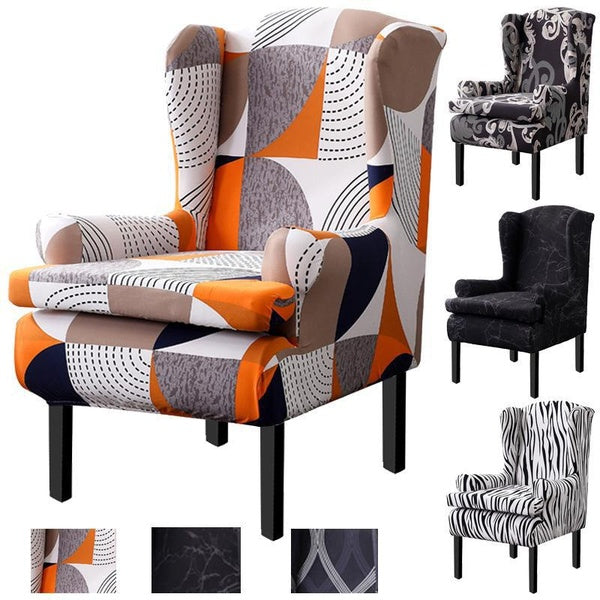 Arm King Back Chair Cover Solide - Imprimé Élastique Fauteuil Wingback Chair Chair Cover Stretch Protector SlipCover Protector