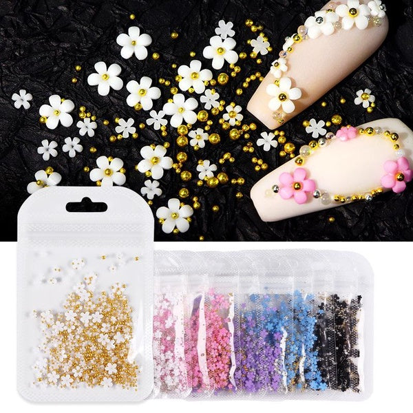 Acrylic Flower Nail Art Decoration Mixed Size Rhinestones Silver Gem Manicure Tool Accessories For DIY Nail Design
