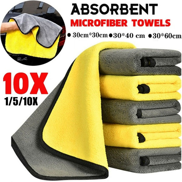 Upgrade Car Coral Fleece Auto Wiping Rags Efficient Super Absorbent Microfiber Cleaning Cloth Home Car Washing Cleaning Towels - 1-5-10PCS