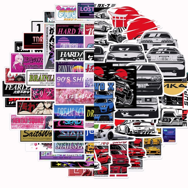 10-25-50-108 PCS Japan JDM Retrofit Racing Car Stickers Racing Car graffiti Stickers for DIY Luggage Laptop Skateboard Motorcycle Bicycle Sticker