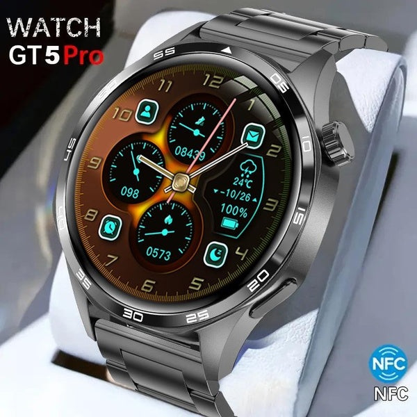 Pour Huawei Xiaomi Smart Watch Hommes GT 5 Pro AMOLED HD Écran Bluetooth Appel NFC Santé GPS Sport Smartwatch Homme Femmes 2024 Nouveau