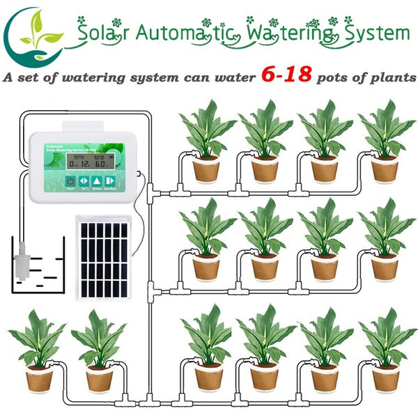 Solar Automatic Watering System-Intelligent Watering Device With Timer And Adjustable Dripper, Gardening Watering Irrigation System Suitable For Home