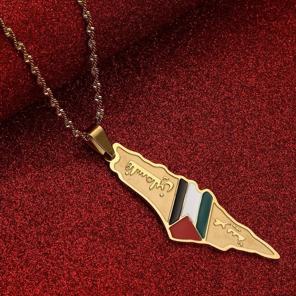 Palestine drapeau carte pendentif chaîne colliers couleur or couleur argent bijoux pour femmes hommes