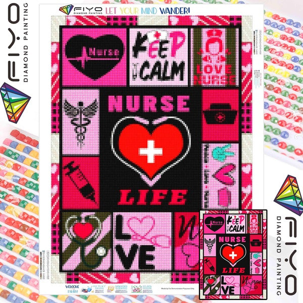 FIYO Red Heart Diamond Painting Kits For Adults DIY 5D Diamond Mosaic Diamond Painting Home and Kitchen Fashion Canvas Pictures Wall Decoration Gifts