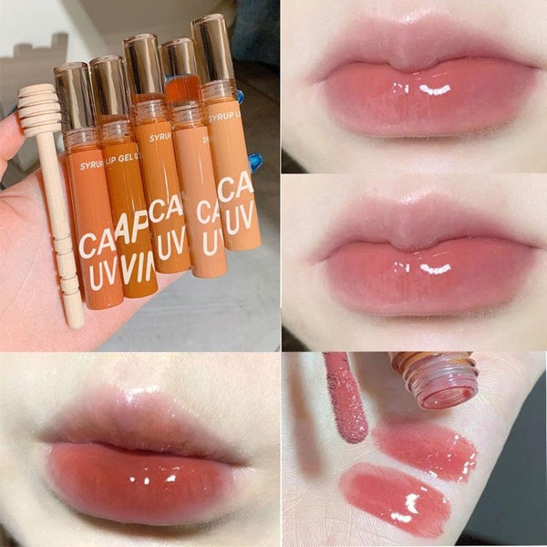High-value lip stain lipstick Water refractive syrup lip honey water light mirror glass lip water for girls