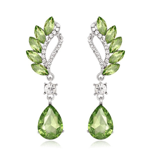 Delicate 925 Sterling Sliver Women Jewelry Glittering Petaloid Green Peridot Earrings for Women Bride Wedding Stud Earrings Gifts