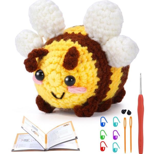 Crochet Kit for Beginners,Amigurumi Crocheting Animals Kits Step-by-Step Video Tutorials Instruction,Knitting Starter Pack for Adults Kids,Birthday C